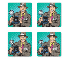 Press Reporter Pop Art Coaster Set Of Four