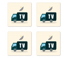 News Media Media Truck Coaster Set Of Four