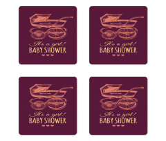 Retro Stroller Girl Coaster Set Of Four