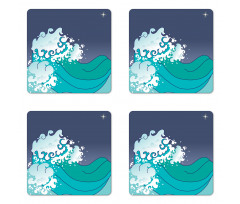 Ocean Curl Sea Waves Coaster Set Of Four