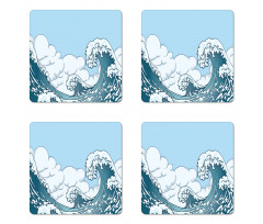 Tsunami Wave Scene Coaster Set Of Four