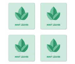 Fresh Mint Leaves Calligraphy Coaster Set Of Four