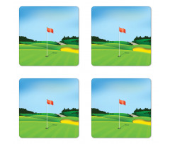 Teeing Ground with a Hole Flag Coaster Set Of Four