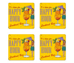 It is Time for Happy Hour Coaster Set Of Four