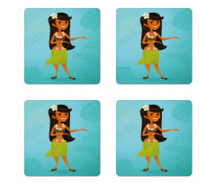 Dancer Hibiscus Flowers Coaster Set Of Four