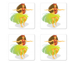 Woman on a Beach Aloha Coaster Set Of Four