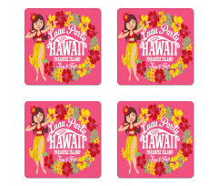 Luau Party Aloha Paradise Coaster Set Of Four