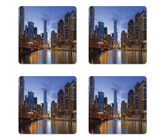 Chicago Riverside at Night Coaster Set Of Four