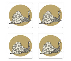 Slug with Antennas Pattern Coaster Set Of Four