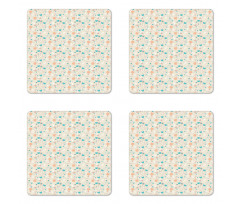 Abstract Art Floral Doodle Coaster Set Of Four