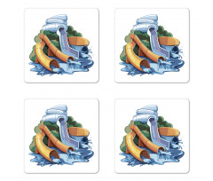 Aqua Park Water Slides Coaster Set Of Four