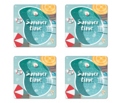 Top View Swimming Pool Coaster Set Of Four