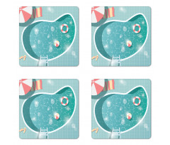 Aerial Poolside Image Coaster Set Of Four