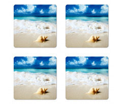 Nautical Sunny Coastline Coaster Set Of Four