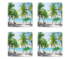 Palm Trees Island Shore Coaster Set Of Four