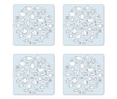 Nursery Underwater Life Coaster Set Of Four