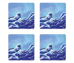 Big Tsunami Ocean Nature Coaster Set Of Four