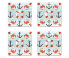 Life Rings Anchor Ropes Coaster Set Of Four