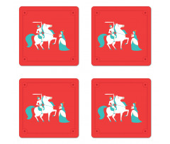 Princess Prince on Horse Coaster Set Of Four