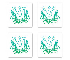 Majestic Crown and Flowers Coaster Set Of Four