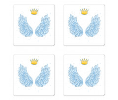 Angel Wings and Crown Above Coaster Set Of Four