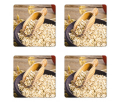 Organic Porridge Oats Bowl Coaster Set Of Four