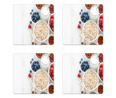 Porridge Milk and Fruits Coaster Set Of Four