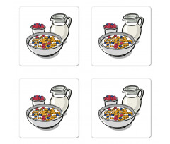 Healthy Breakfast Cartoon Coaster Set Of Four