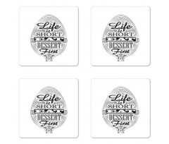 Retro Eat Dessert on Spoon Coaster Set Of Four