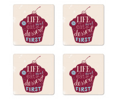 Sketchy Cherry Top Cupcake Coaster Set Of Four