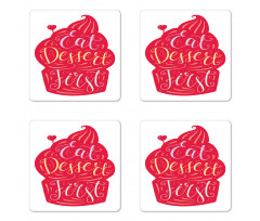 Eat Dessert First Cupcake Coaster Set Of Four