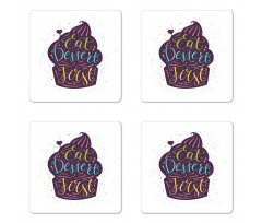 Doodle Cupcake Heart Coaster Set Of Four