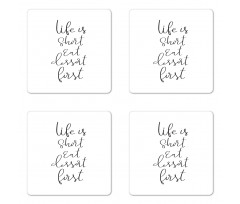 Cursive Ink Lettering Dessert Coaster Set Of Four