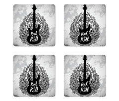 Retro Electric Guitar Coaster Set Of Four