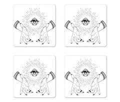 Mystical Themed Sketch Eye Coaster Set Of Four