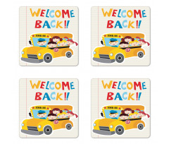 Welcome Back Typography Coaster Set Of Four