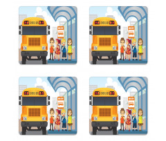 Little Ones at Bus Stop Coaster Set Of Four