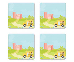 Vehicle on a Spring Day Coaster Set Of Four