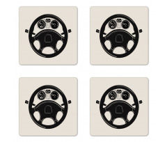 Steering Wheel Auto Tool Race Coaster Set Of Four