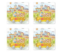 Bus Filled with Toddlers Coaster Set Of Four