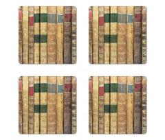 Macro Photo of Antique Novels Coaster Set Of Four