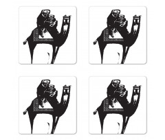 Death Drinks Wine on Camel Coaster Set Of Four