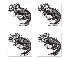 Woodcut Fossil Dinosaur Coaster Set Of Four