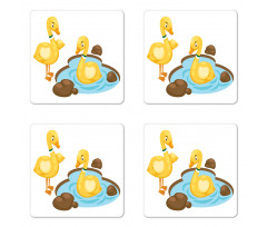 Funny Cartoon Style Animals Coaster Set Of Four