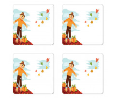 Scarecrow and Fruits Coaster Set Of Four