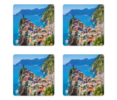 Italy Houses Cliff and Sea Coaster Set Of Four