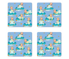 Babies on Clouds in Cartoon Coaster Set Of Four