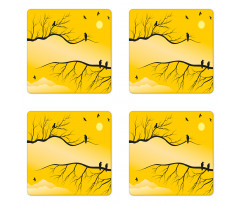 Birds on Bare Branches Coaster Set Of Four