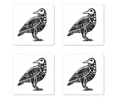 Gothic Bird Font Pattern Coaster Set Of Four