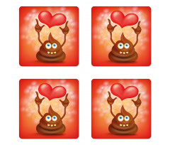 Whimsical Turd Love Coaster Set Of Four